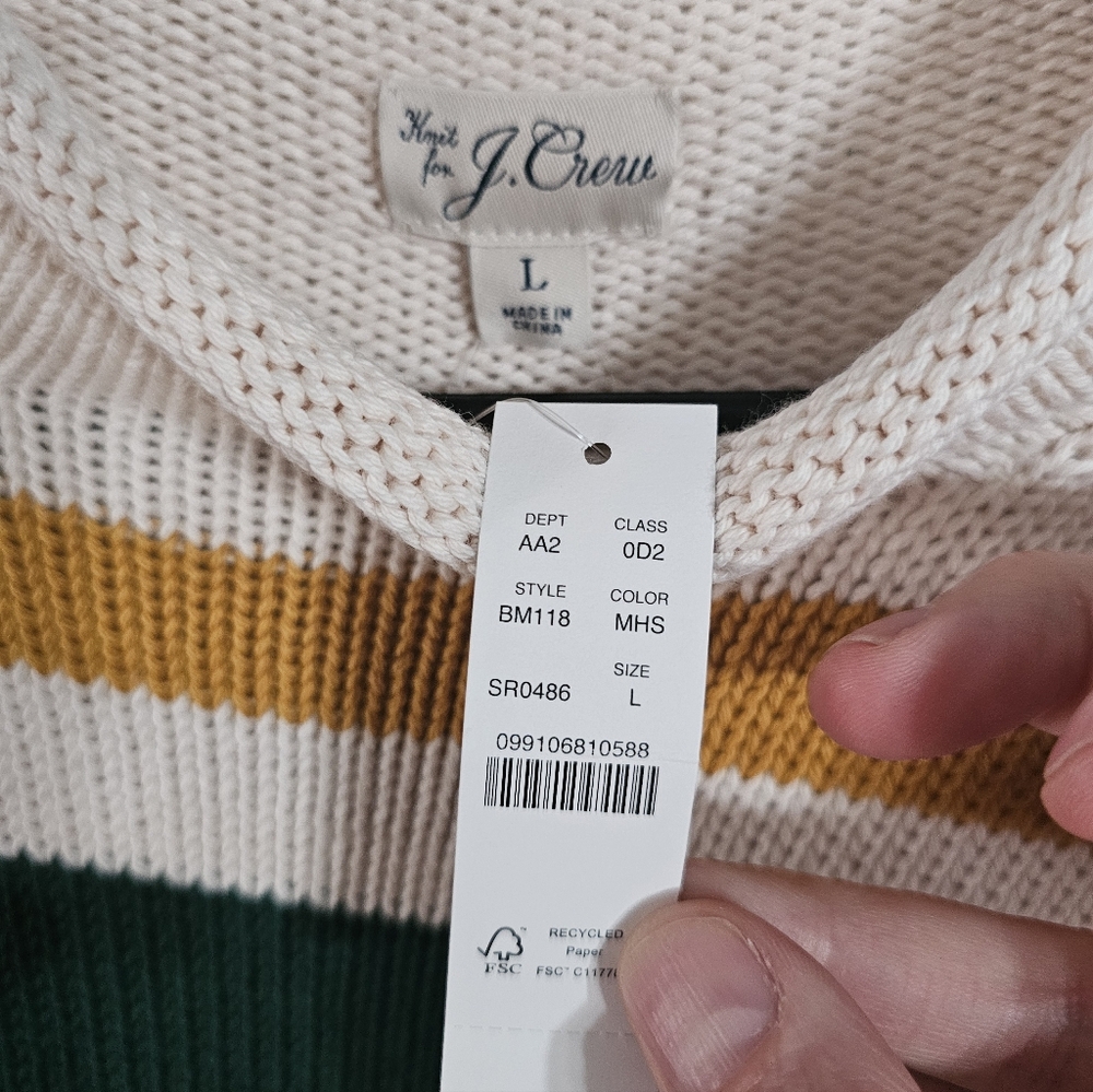 J.Crew Men's Large Striped Cotton Roll-Neck Sweater Archival Heritage Iconic - Picture 4 of 7